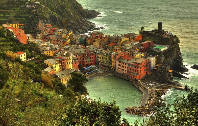 nature, coast, sea, buildings, Spice, Manarola, The Ligurian sea, home, bay Of Water, scenics, famous Place, body, Italy, high angle view, trees, blue