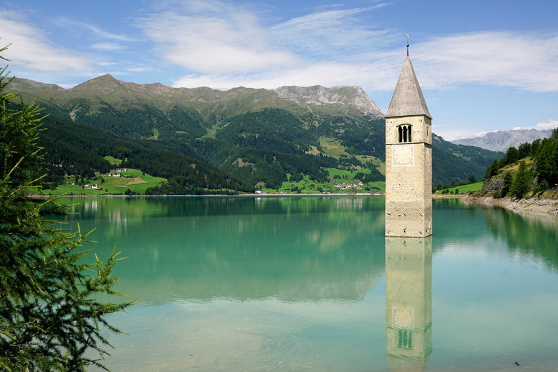 travel, curon venosta, belief, hike, place of worship, kascho, nature, tower, lake, water, travel destinations, beauty in nature, architecture, church