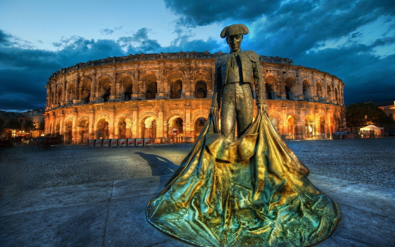 city, stone Material, twilight, architecture, old Ruin, italian Culture, statue, travel, tourist, fountain, dusk, rome, europe, art, representation, italy