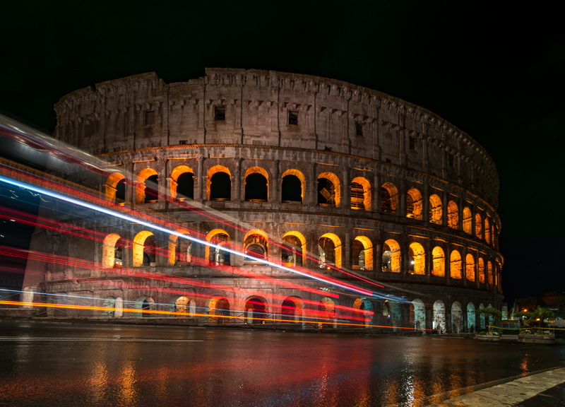 arts culture and entertainment, water, motion, train, transportation, arched, architecture, travel destinations, building, fort, colosseo, longexposure