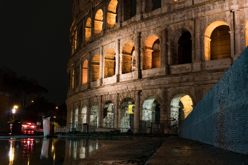 night, wall, architectural column, arch, historic, amphitheater, sky, canal, roma, roman, colosseo, 5K, tourism, ancient, famous, no people, colosseum
