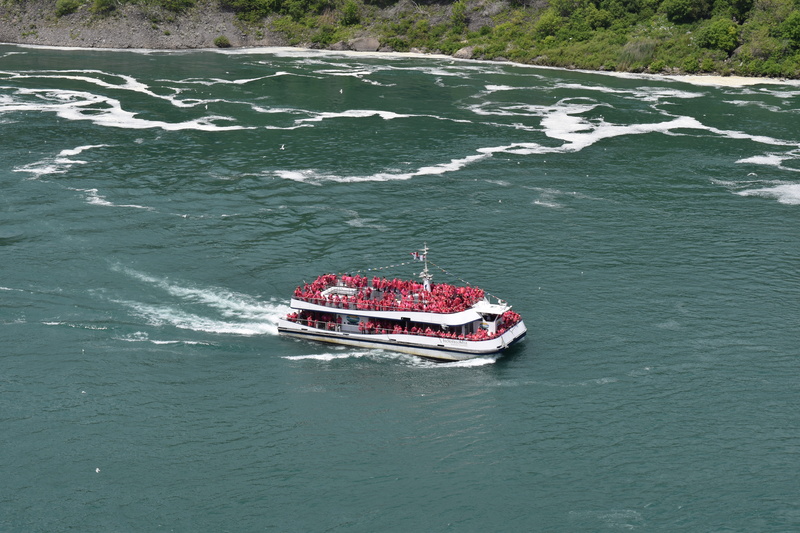 5K, ship, waterfall, transportation, beauty in nature, niagara falls, water, mode of transportation, wake - water, motion, canadian boat, passenger craft