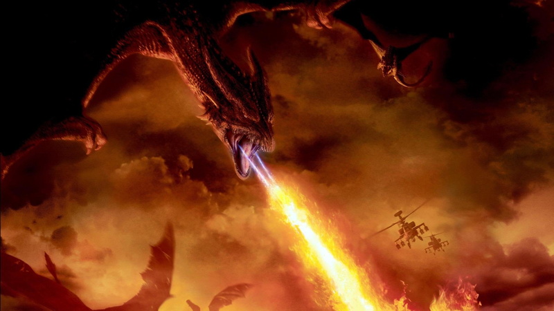 smoke - physical structure, fire - natural phenomenon, exploding, no people, heat - temperature, sky, motion, red, Dragon, fire, destruction, Reign Of Fire