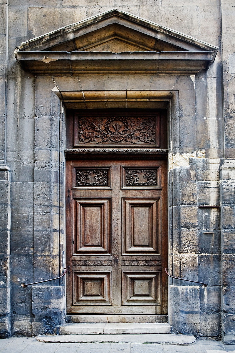 history, paris, france, portico, closed, ornate, old, architecture, brick, building exterior, wood - material, pattern, wall house, wood, doorway, protection