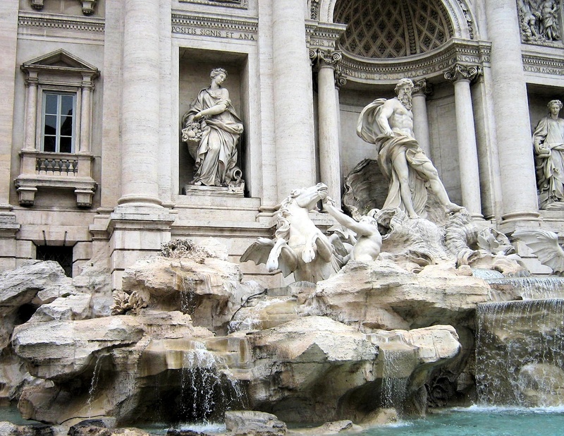 architectural column, day, creativity, the past, trevi fountain, representation, architecture, no people, art and craft, craft, history, building exterior