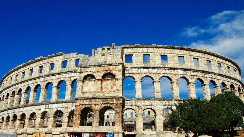 archaeology, antiquity, attraction, arts culture and entertainment, istria, history, built structure, old ruin, ancient, roman history, amphitheater, nature