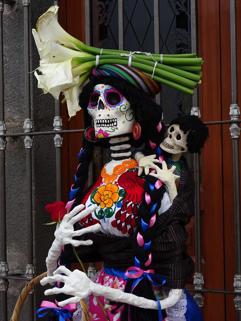 celebration, color, no people, festival, paper mache, scarf, catrina, death, craft, skeleton, day of the dead, outdoors, skull, tradition, multi colored
