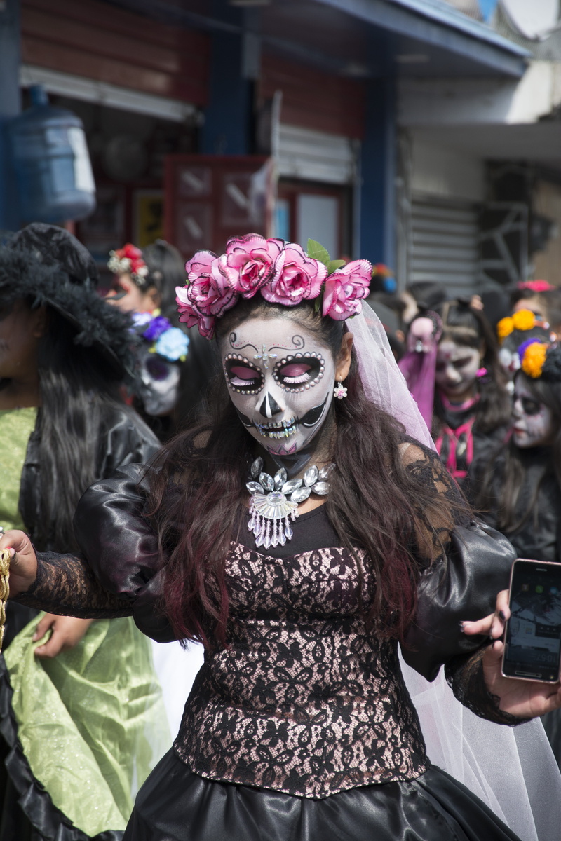 leisure activity, lifestyles, young, women, event, catrina, costume, people, focus on foreground, carnival - celebration event, obscured face, unrecognizable person