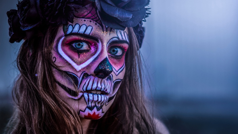 face, Sugar Skull Girl, girl, Catrina, Katrina, look, Day of the Dead, 2K