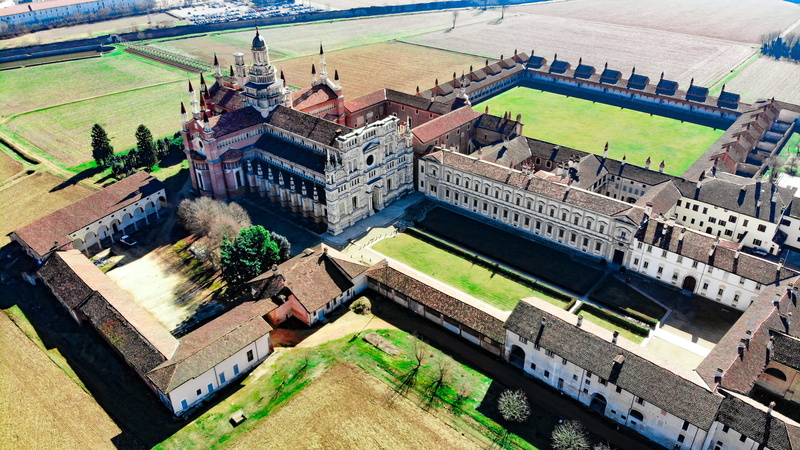 belief, the christian church, chartreuse, built structure, drone, travel destinations, high angle view, monastery, roof, renaissance, catholic, nature