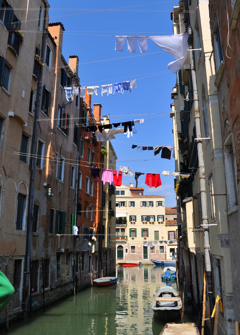 built structure, colorful, residential district, architecture, urban Scene, building exterior, canal, hanging, moored, color, no people, cloths, italy