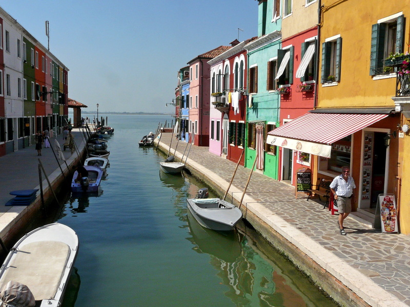 nautical vessel, burano, building exterior, nature, incidental people, city, architecture, veneto, day, water, built structure, waterfront, 2K, italy