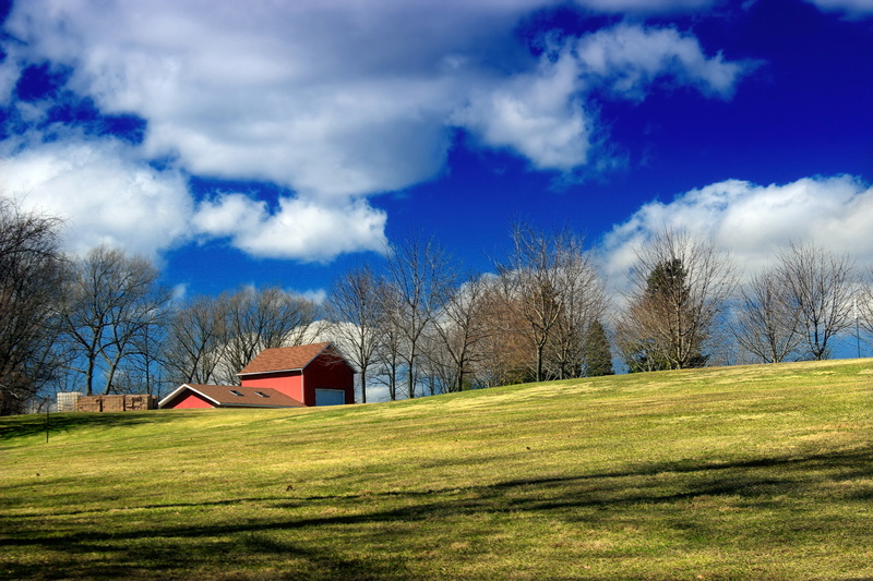 trees, spring, farm, sky, house, red house, Center, Perimeter, nature, cumulus, meadow, creative commons, Northampton County, field, Recreation, barn, Moore Township