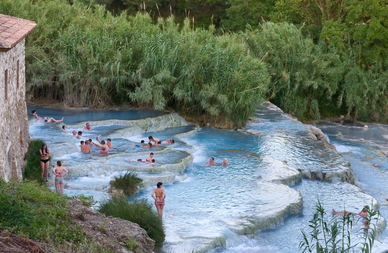 leisure activity, environmental, natural, peace, men, summer, crowd, terme, women, tuscany, 5K, season, saturnia, day, high angle view, lifestyles, plant