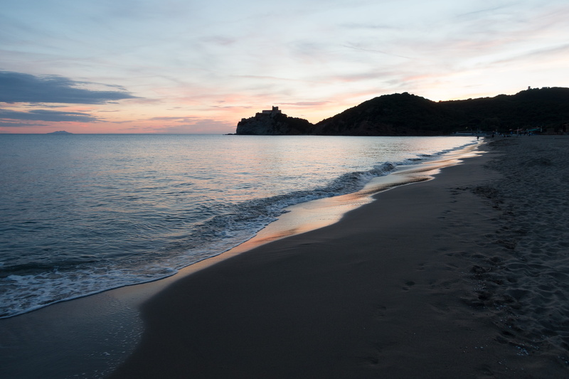 dusk, outdoors, beach, sunset, cloud - sky, tranquil scene, sand beach, maremma, horizon over water, clouds, scenics - nature, nature, sea, land, italy