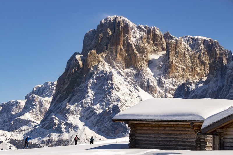 brown, day, near, building, south tyrol, filled, scenics - nature, snowcapped mountain, winter sports, building exterior, sunlight, mountain range, hut