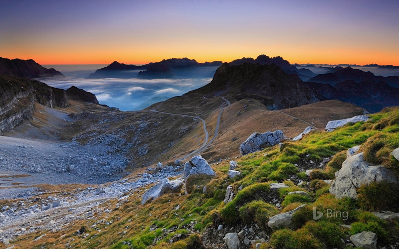 remote, sunset, slovenian, mountain range, scenics - nature, solid, cloud - sky, side, bing, alps, outdoors, environment, nature, water, 1080P, sky, tranquil scene
