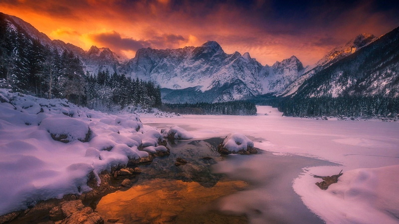 scenics - nature, tree, freezing, mountain, winter, europe, beauty in nature, cold temperature, mountain peak, mountain range, mountains, cloud - sky, nature