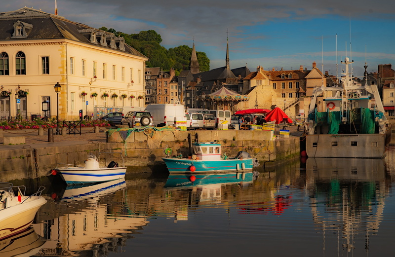 pier, boats, France, Honfleur, home, 2K