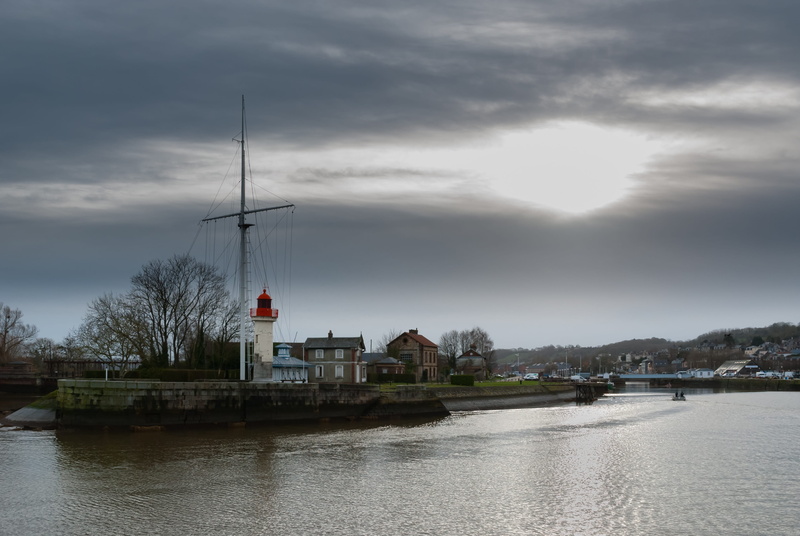 4K, water, lighthouse, honfleur, transportation, day, city, sky, architecture, tower, building exterior, nautical vessel, reflection, body of water, panoramic