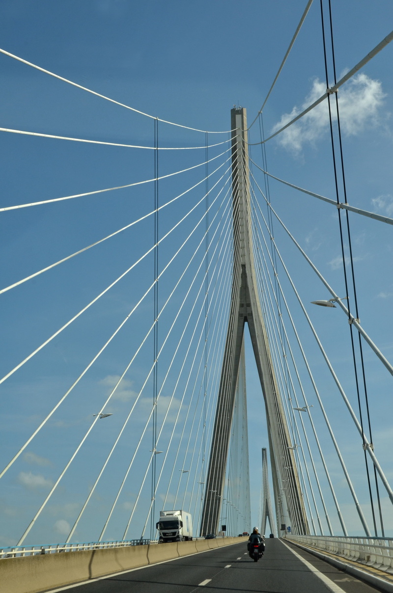 sky, transportation, normandy, le havre, pont de normandie, architecture, the way forward, cable, honfleur, suspension bridge, seine, 4K, line, connection
