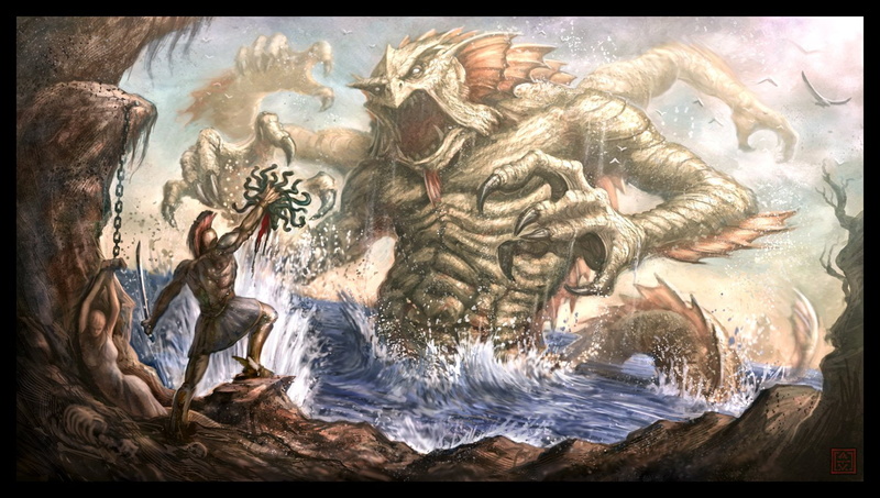 Warrior, Perseus, Medusa, Creature, Monster, Sea Monster, Fantasy, Cetus, 720P