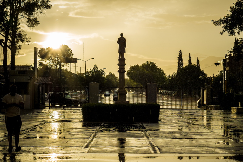 sky, rain, ateneofuente, mexico, cloud - sky, saltillo, built structure, reflection, atardecer, water, nature, plant, tree, spraying, sun, sunlight, cludy