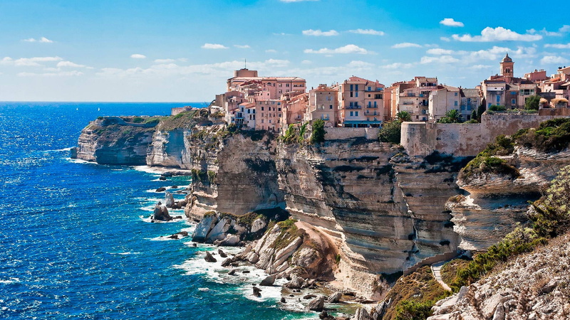 paisaje, mar, acantilado, francia, 1080P, corcega