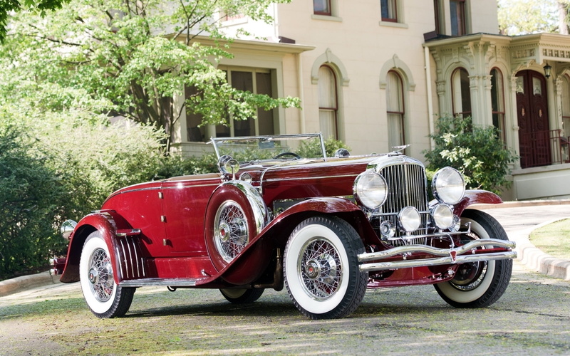 duesenberg, sj, retro cars, red, convertible, coupe cars, vintage cars, convertible cars, roadster, classic cars, 1080P