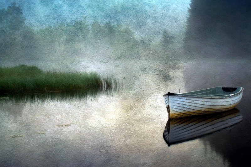 painting, boat, silence, water, river, 3d and abstract, silent, 1080P