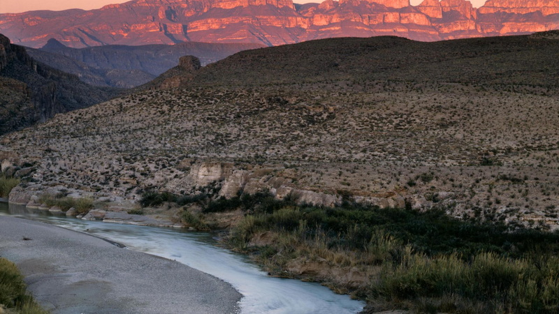 hills, mountains, 1080P, texas, shore, gre, 3d and abstract, river, rio