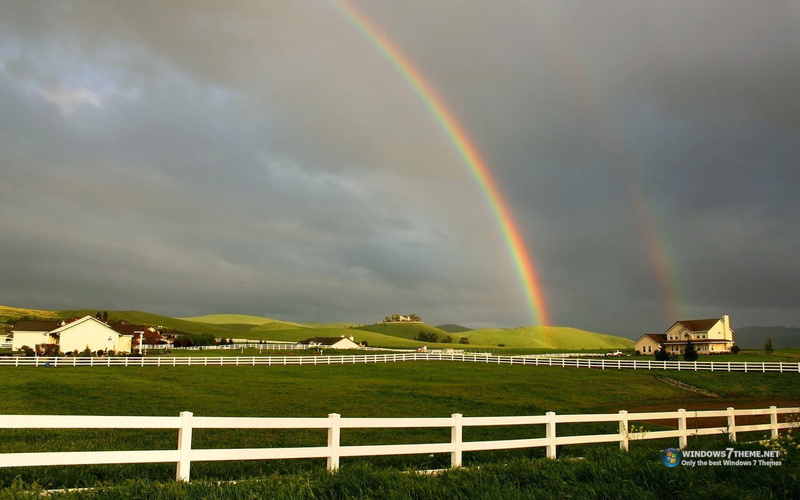 nature and landscapes, casas, iris, natureza, arco, 1080P, arco iris