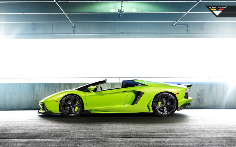 Vorsteiner, yellow, coupe, transportation, wealth, speed, parking garage, indoors, black, modern, Lamborghini Aventador, day, mode of transportation, architecture