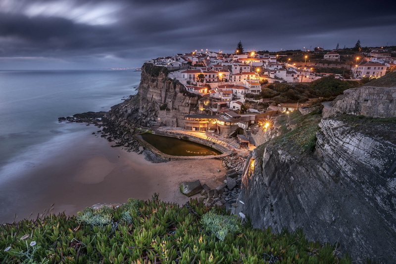 the evening, 1080P, coast, Azenhas do Mar, Portugal, lights, Sintra