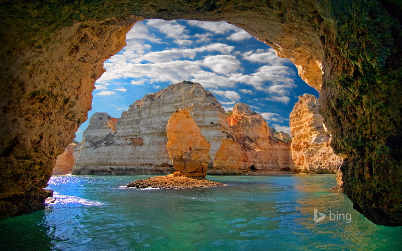 sea, Ponta da Piedade, eroded, Lagos, body, nature, travel destinations, rocks, arch, rock formation, rock - object, day, rock, sky, solid, clouds, travel