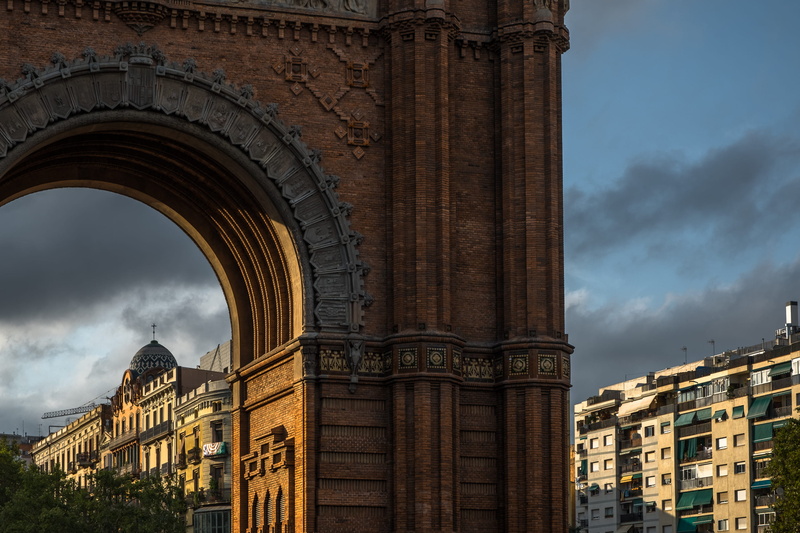 low angle view, built structure, the past, ancient, sunset, no people, outdoors, tourism, architecture, architectural column, monument, barcelona, history