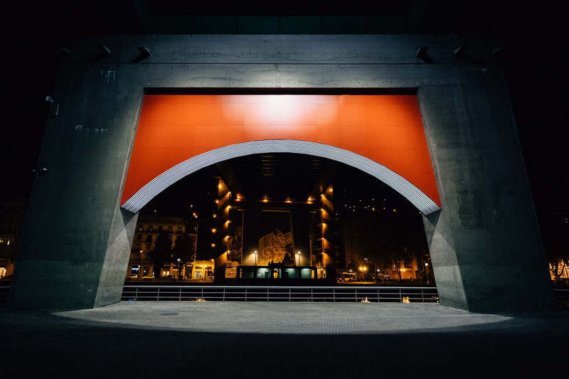 architectural column, spain, street, 4K, road, arch, puente, arco, puente de la salve, arc, no people, lights, built structure, concrete, indoors, noche