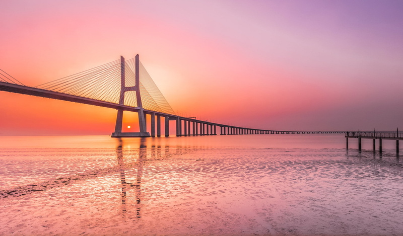 brown, Parque das Nacoes, 1080P, parque, bridge, sunrise, Portugal, das, nacoes