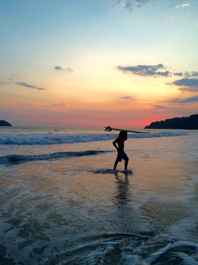 full length, exposure, sport, horizon over water, 1080P, nature, under exposure, orange color, pink, waves, parque nacional manuel antonio, sunset, beauty in nature
