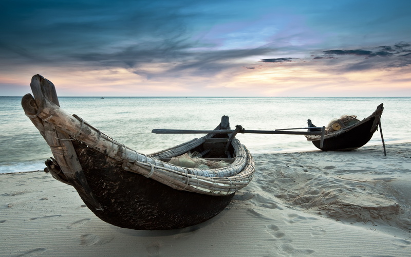boat, black, 2K, white, row, boats, sand, Sea