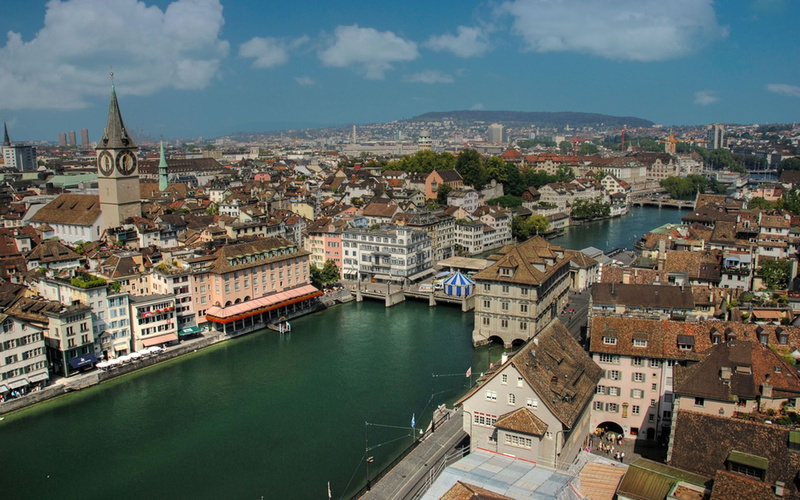 rio, no people, built structure, cityscape, 1080P, suiza, ciudad, building exterior, high angle view, sky, nature, outdoors, river, transportation, zurich