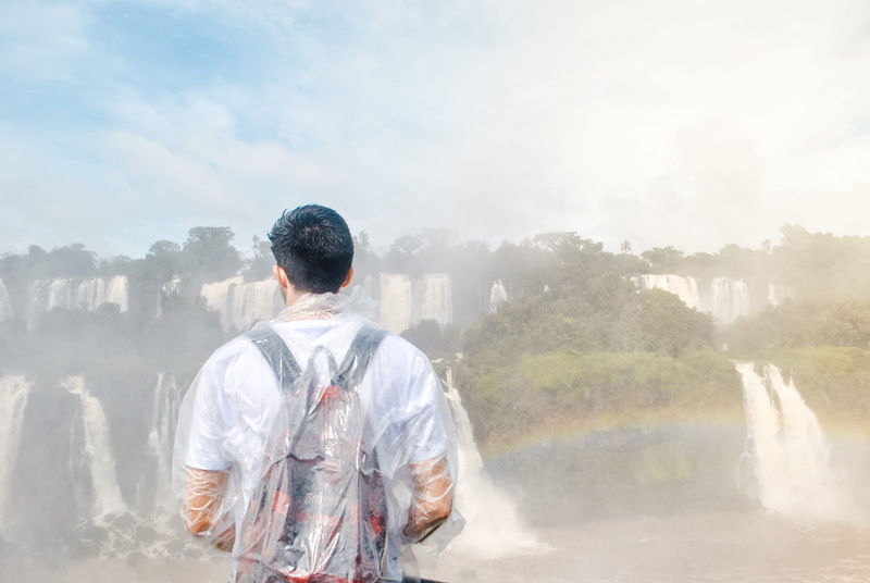 fog, tree, lifestyles, 4K, scenics - nature, looking at view, natureza, rainbow, catarata, day, forest, water, florestum, parana, man, steam, men, cachoeira