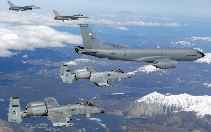 aeronaves, escolta, militares, voando, 2K, aircraft planes
