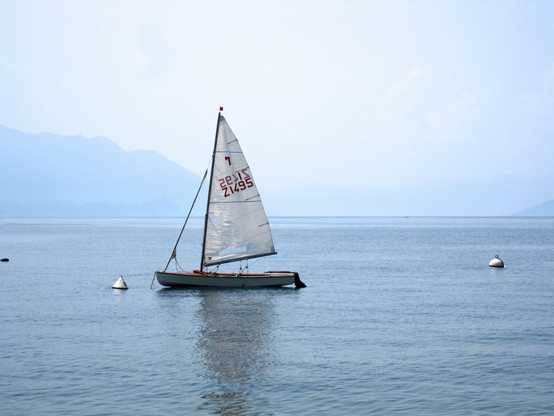 tranquility, outdoors, mountain, scenics - nature, day, boat, sail, 2K, nature, emptyness, lonely, vacation, beauty in nature, sky, water, travel, nautical vessel