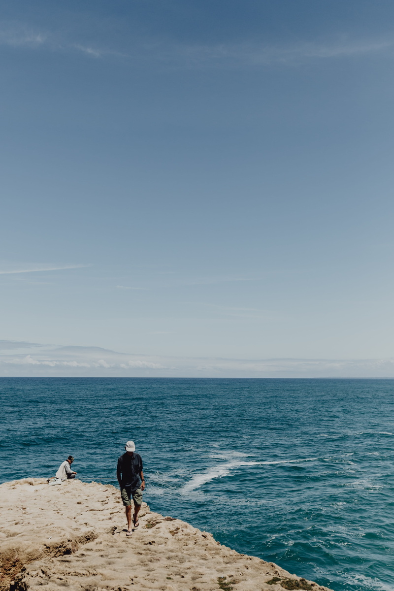 land, scenics - nature, two people, praia da amoreira, algarve, summer, coastline, western, beauty in nature, horizon over water, 4K, leisure activity