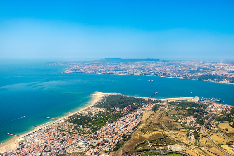 architecture, outdoors, building exterior, aerial view, mar, day, city, costa, no people, sea, scenics - nature, built structure, tagus river, water, nature