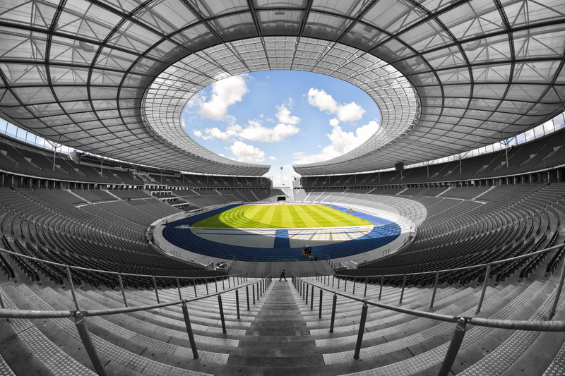 day, interior, fish, low angle view, stadium, sky, olympic stadium, berlin, shape, football, tunnel, symmetrical, geometric shape, view, eye, 1936, circle