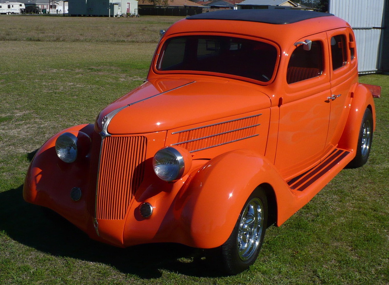 cars, 1080P, hotrod, vintage, orange, ford, custome, classic, 1936, antique