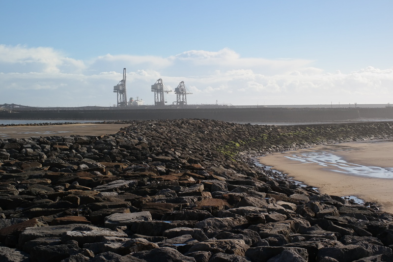 scenics - nature, land, cloud - sky, solid, pollution, port talbot, sea, rock - object, built structure, building exterior, beauty in nature, non-urban scene