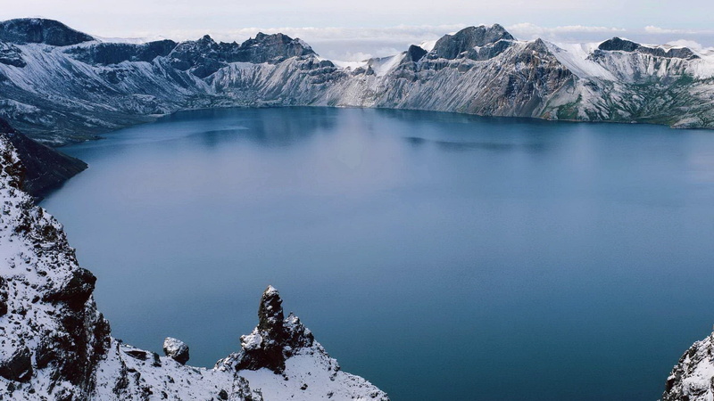 mountain, lagoon, environment, mountains, water, no people, reflection, mountain peak, 1080P, outdoors, tranquility, landscape, rock - object, solid, frozen water